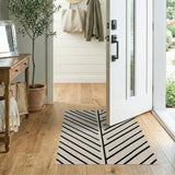 Bold Black Diagonal Stripe Beige Area Rug