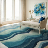 Blue Wave Coastal Blue and Teal Area Rug