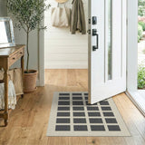 Modern Black Grid Beige Area Rug