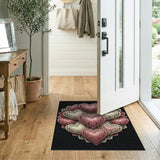 Pink Lace Hearts Roses Area Rug