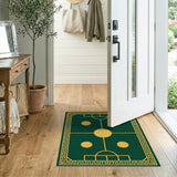 Emerald Green Soccer Pitch Geometric Area Rug