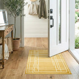 Yellow Geometric Grid Area Rug