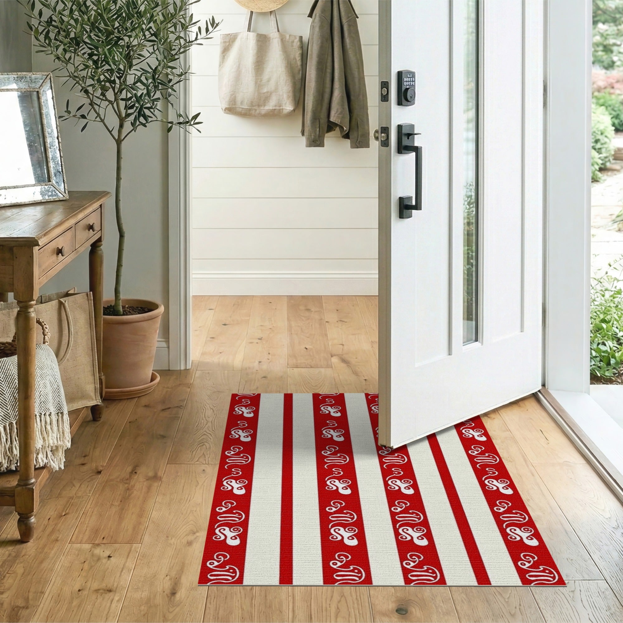Bold Red and Ivory Striped Heritage Rug