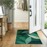 Abstract Geometric Green Leaf Area Rug