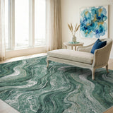 Abstract Area Green Marble Swirl Abstract Area Rug