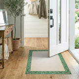 Traditional Persian Ornate Green Vine Border Area Rug