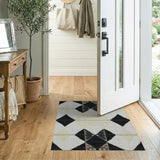Bold Black White Diamond Geometric Rug