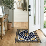 Navy Gold Southwestern Geometric Area Rug