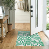 Organic Green Wave Abstract Area Rug