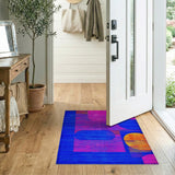 Bold Geometric Blue Pink Orange Area Rug