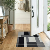 Stacked Blocks Geometric Black White Area Rug