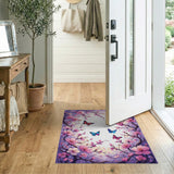Purple Cherry Blossom Butterfly Area Rug