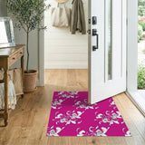 Vibrant Pink Hibiscus Floral Area Rug