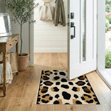 Boho Chic Brown and Tan Leopard Print Cream Area Rug