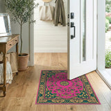 Pink Teal Gold Persian Medallion Area Rug