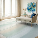 Soft Wave Blue Teal Washable Area Rug