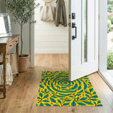 Vibrant Yellow Teal Holly Eucalyptus Spiral Rug