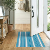 Blue White Vertical Striped Area Rug