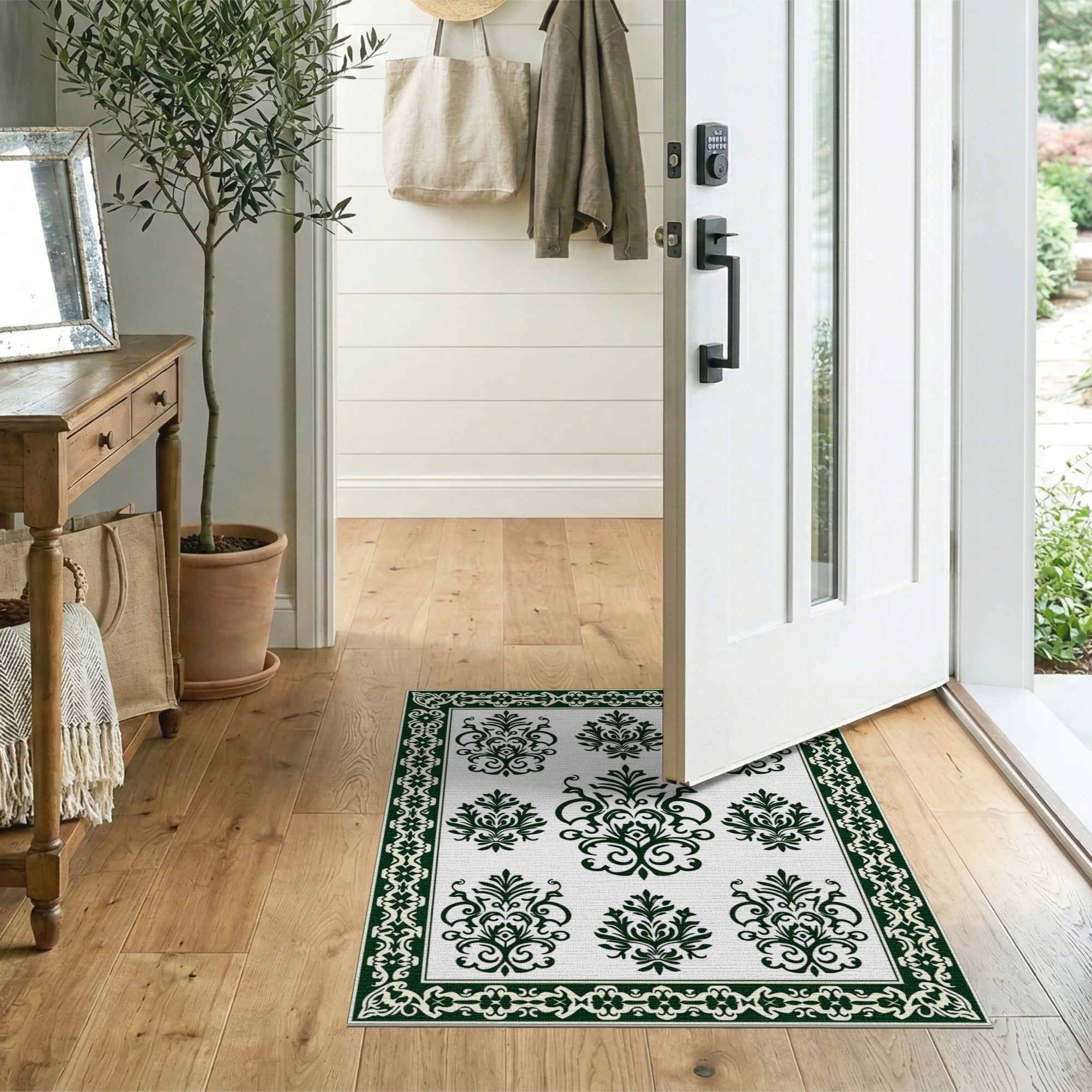 Ornate Green Persian Floral Area Rug