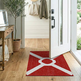 Bold Red White Geometric Cross Area Rug