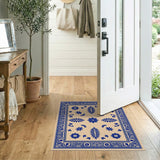 Traditional Persian Blue and Teal Ornate Blue Floral Persian Area Rug