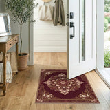 Red Floral Medallion Traditional Persian Rug