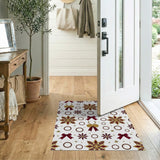 Festive Maroon Poinsettia Bow Area Rug
