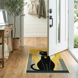 Black Cat Moonlit City Yellow Area Rug