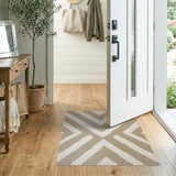 Beige Zigzag Geometric Area Rug