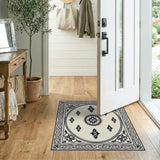Traditional Persian Black and White Ornate Black Medallion Persian Area Rug