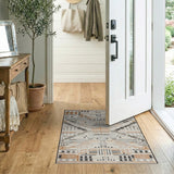 Terracotta Grey Geometric Tribal Area Rug