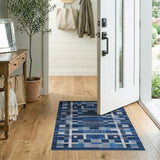 Navy Blue Geometric Abstract Geometric Modern Area Rug