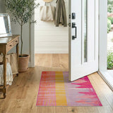 Vibrant Pink Orange Yellow Geometric Area Rug