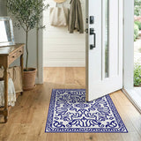 Blue and Teal Ornate Blue Persian Border Area Rug