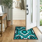 Teal Geometric Diamond Modern Area Rug