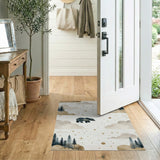 Whimsical Black Bear Starry Forest Rug