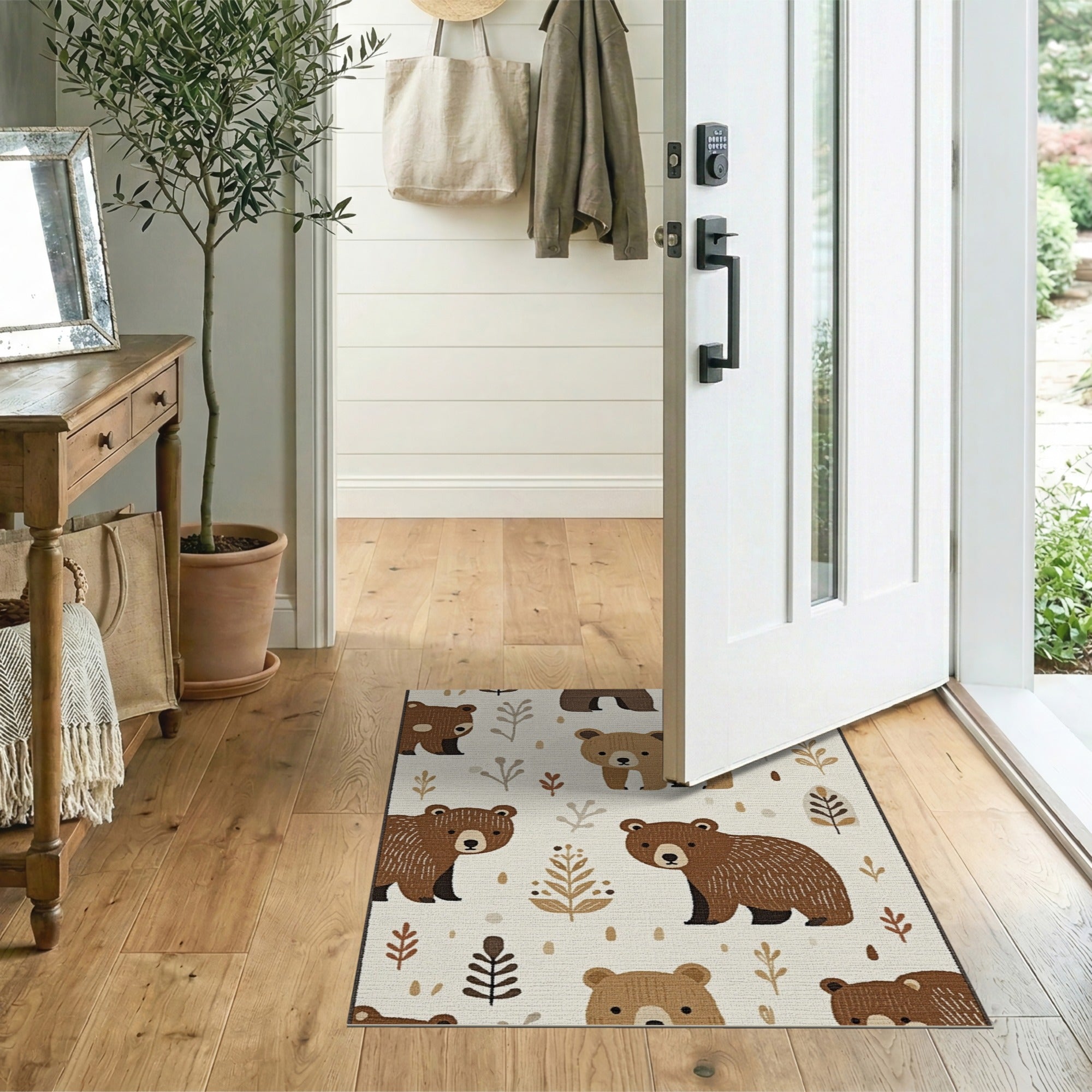 Adorable Brown Bear Kids Area Rug