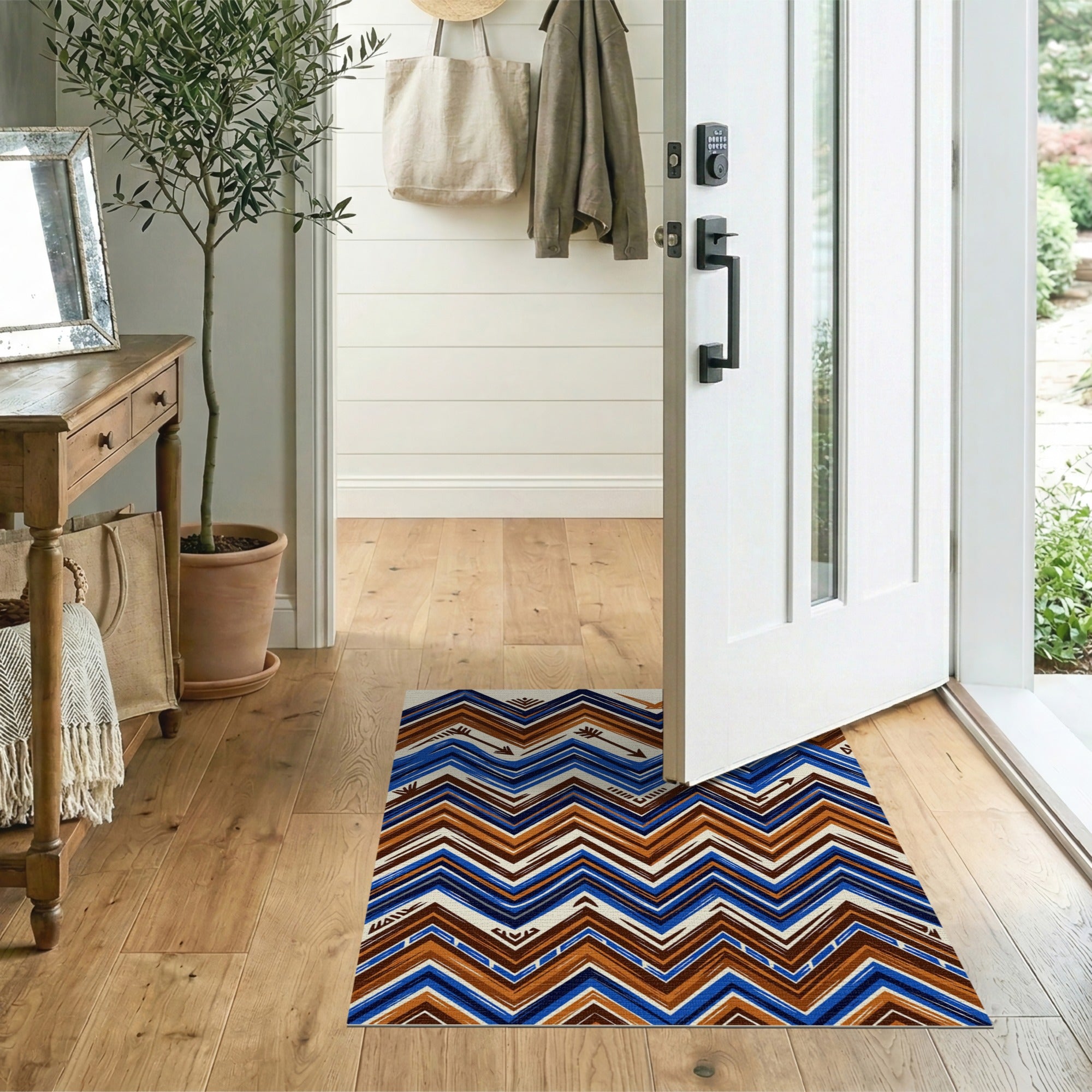 Southwestern Zigzag Tribal Area Rug