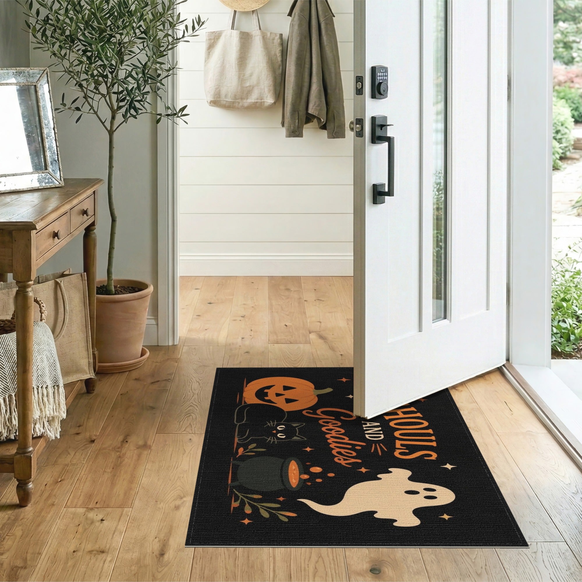 Ghoul and Goodies Black Cat Washable Area Rug