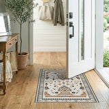 Brown and Tan Tan Brown Southwestern Geometric Area Rug
