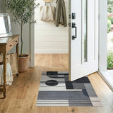 Grey Modern Geometric Abstract Grey Area Rug