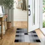 Black White Geometric Grid No. 7 Area Rug