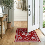 Red Snowflake Ornate Area Rug