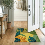 Vibrant Tropical Leaf Collage Yellow Area Rug
