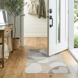 Modern Neutral Abstract Washable Area Rug - Low Pile & Non-Slip