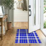 Blue and Teal Navy Blue Plaid Checkered Area Rug