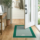 Green Emerald Green Octagon Geometric Area Rug