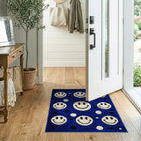 Navy Blue Smiley Faces Polka Dot Area Rug
