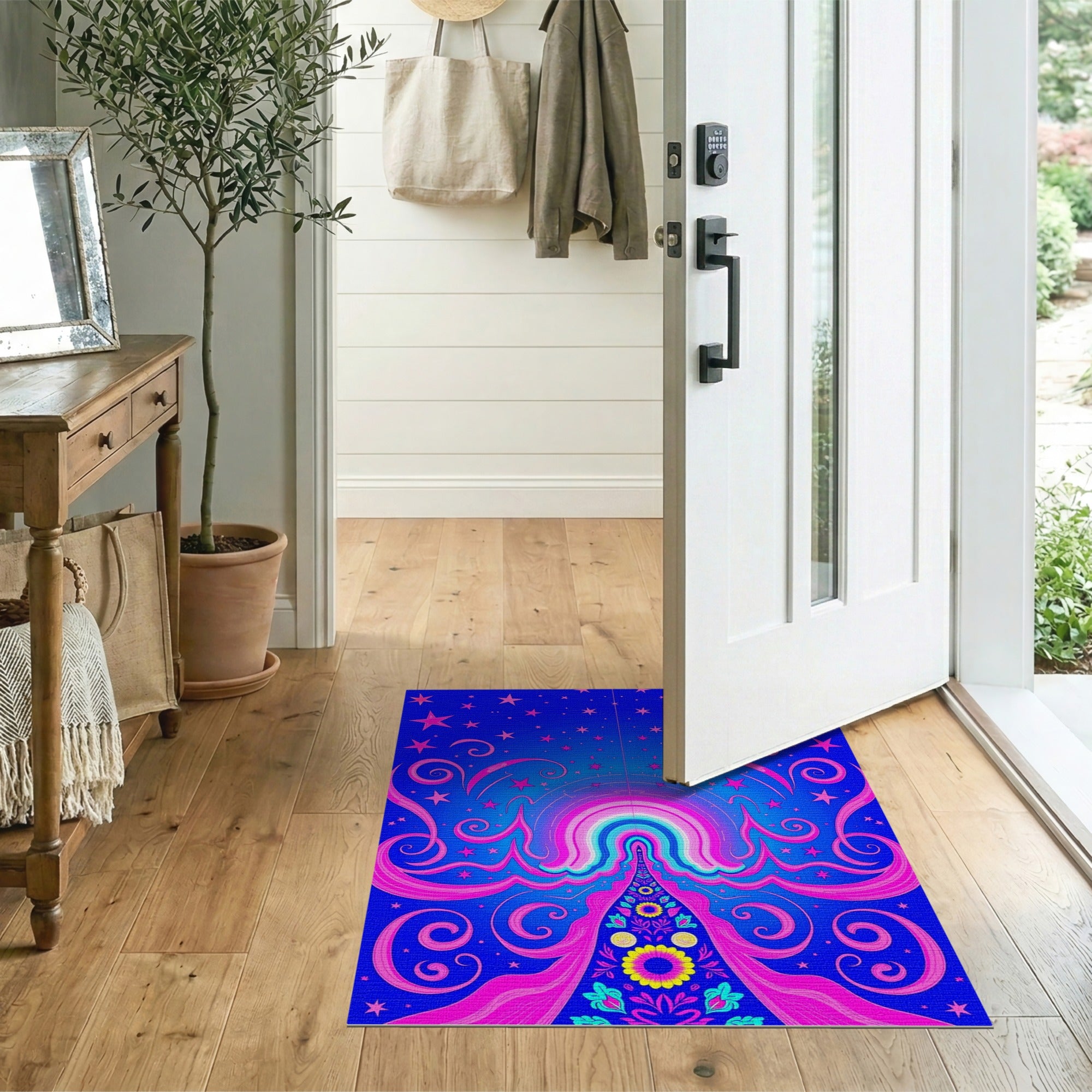 Starry Cosmic Goddess Boho Area Rug