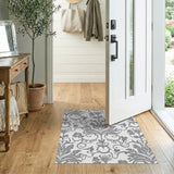 Grey Floral Vintage Elegant Grey Damask Floral Area Rug